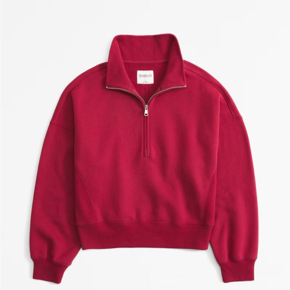 Abercrombie Red Sunday Half-Zip Sweatshirt